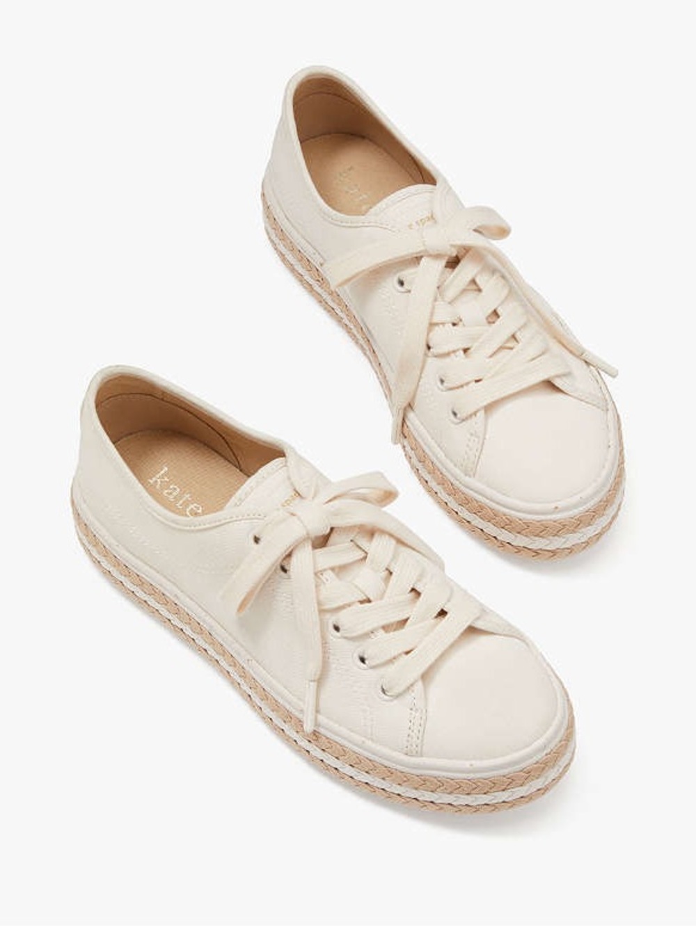 Kate Spade Taylor Platform Sneakers Off White Cream Braided 0.25” Heel Size 7.5